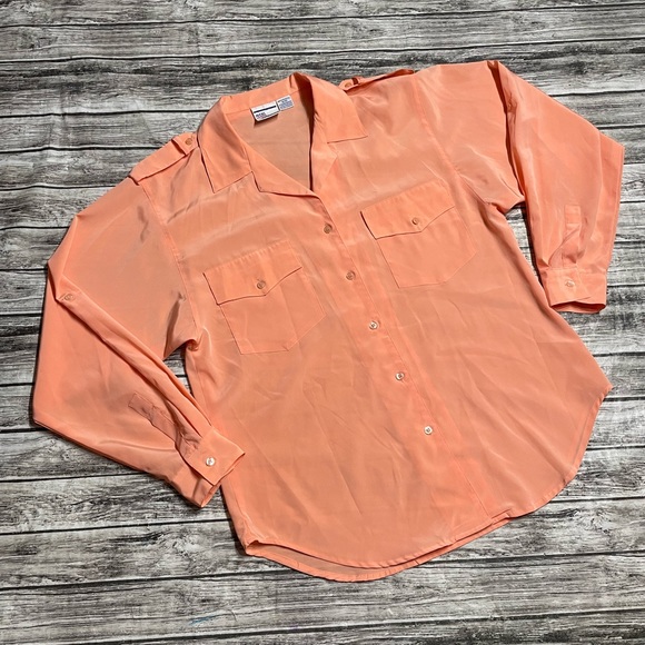 VINTAGE Avon Fashions women’s size 9/10 pastel orange button down blouse - Picture 1 of 9